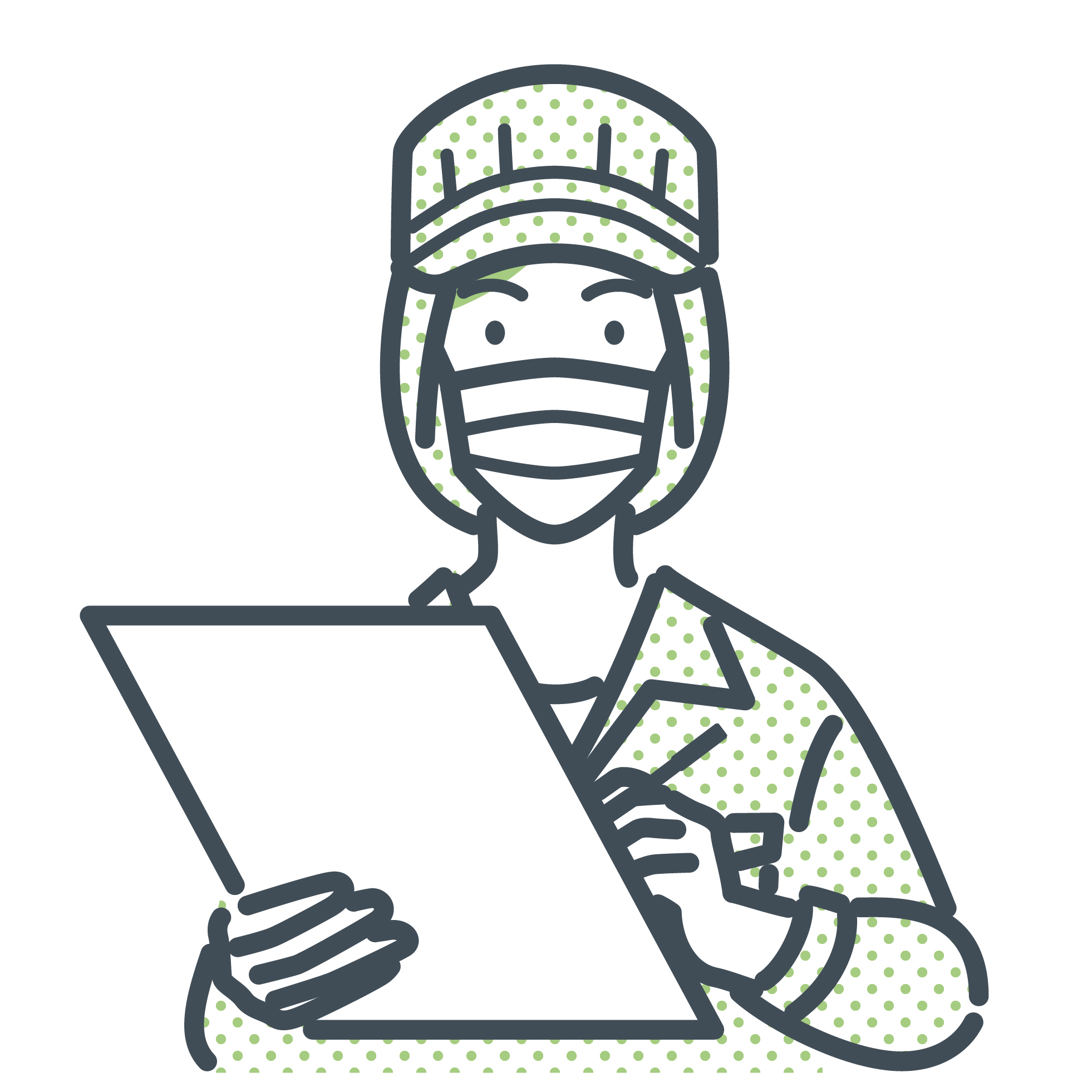 衛生管理の記録をしてる人